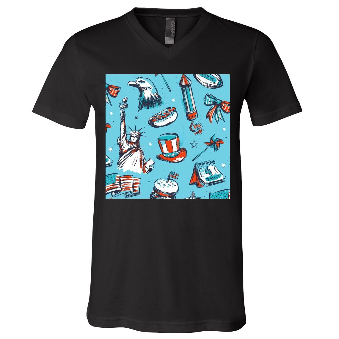 Independence Day Statue Of Liberty V-Neck T-Shirt
