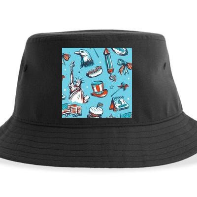 Independence Day Statue Of Liberty Sustainable Bucket Hat
