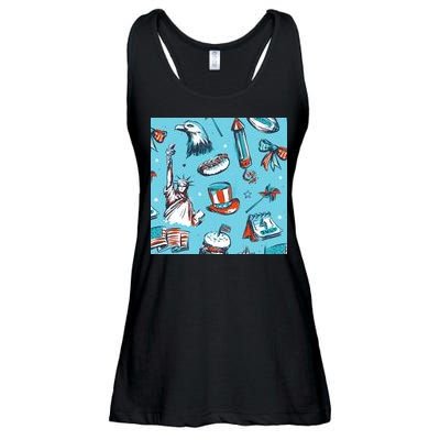Independence Day Statue Of Liberty Ladies Essential Flowy Tank