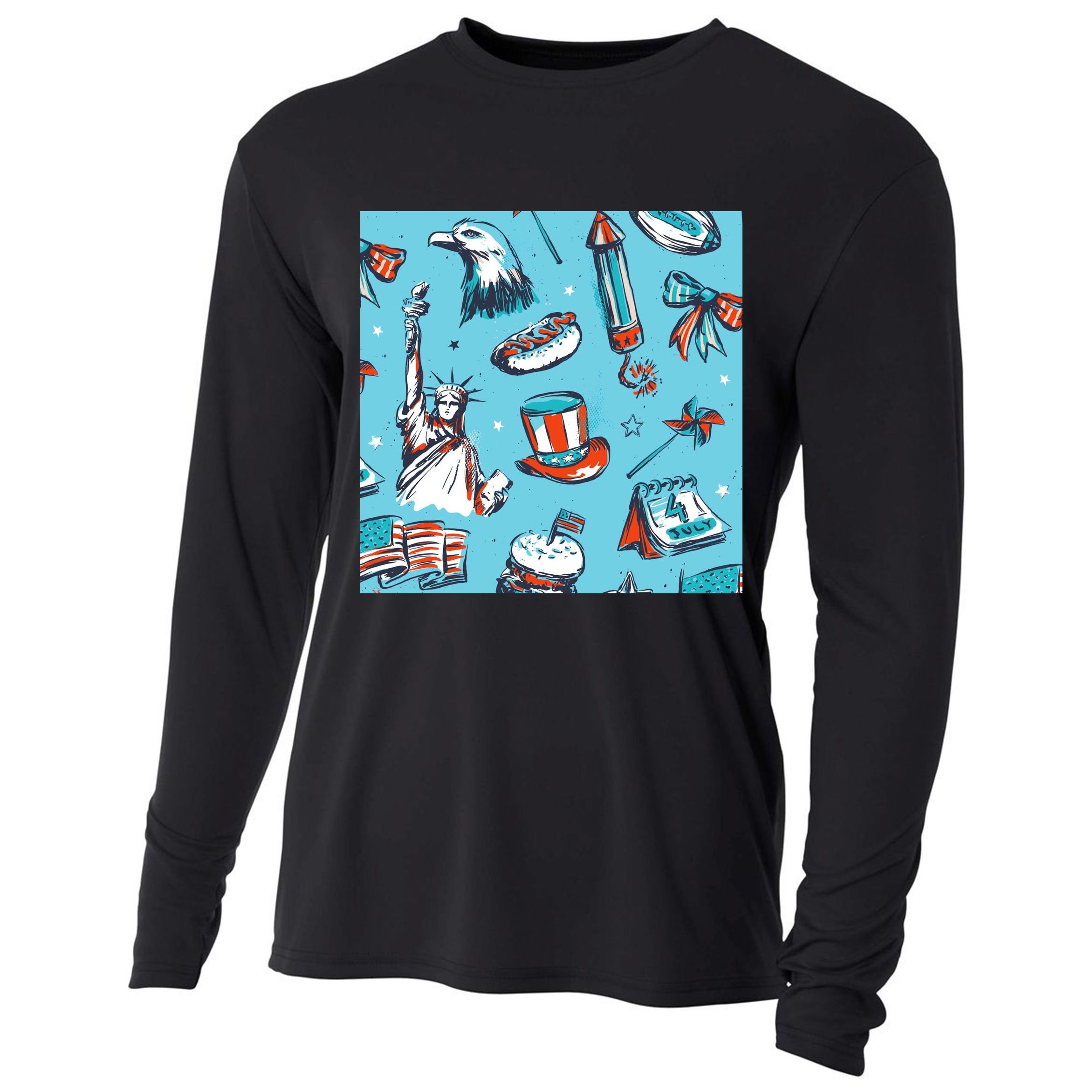 Independence Day Statue Of Liberty Cooling Performance Long Sleeve Crew
