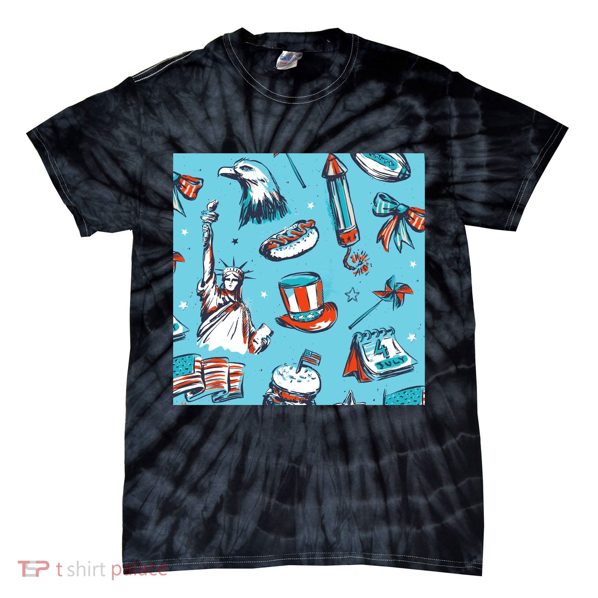 Independence Day Statue Of Liberty Tie-Dye T-Shirt