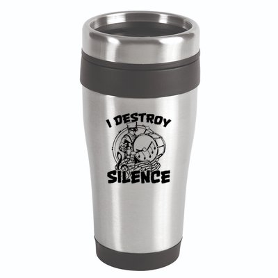 I Destroy Silence Bass Drum Marching Band 16oz Travel Tumbler