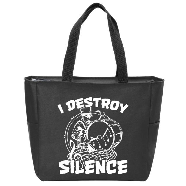 I Destroy Silence Bass Drum Marching Band Zip Tote Bag