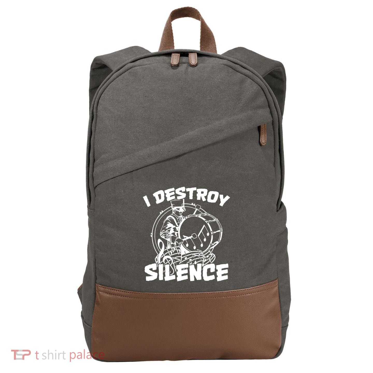 I Destroy Silence Bass Drum Marching Band Cotton Canvas Backpack