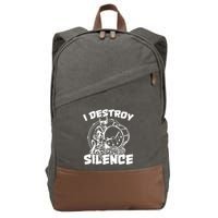 I Destroy Silence Bass Drum Marching Band Cotton Canvas Backpack