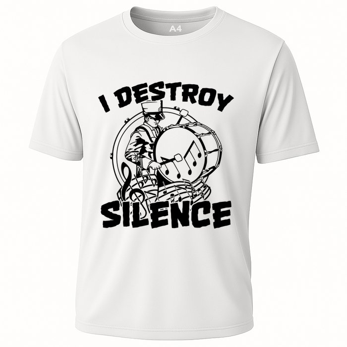 I Destroy Silence Bass Drum Marching Band Cooling Performance Crew T-Shirt