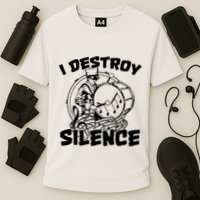 I Destroy Silence Bass Drum Marching Band Cooling Performance Crew T-Shirt