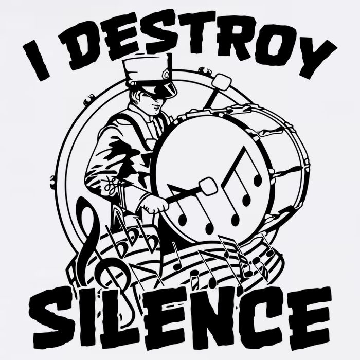 I Destroy Silence Bass Drum Marching Band Cooling Performance Crew T-Shirt