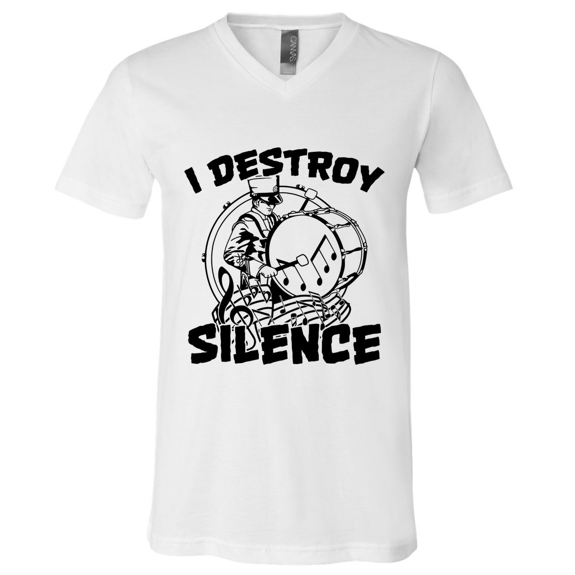 I Destroy Silence Bass Drum Marching Band V-Neck T-Shirt