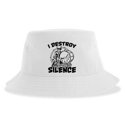 I Destroy Silence Bass Drum Marching Band Sustainable Bucket Hat