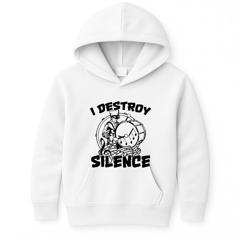 I Destroy Silence Bass Drum Marching Band Kids Hoodie
