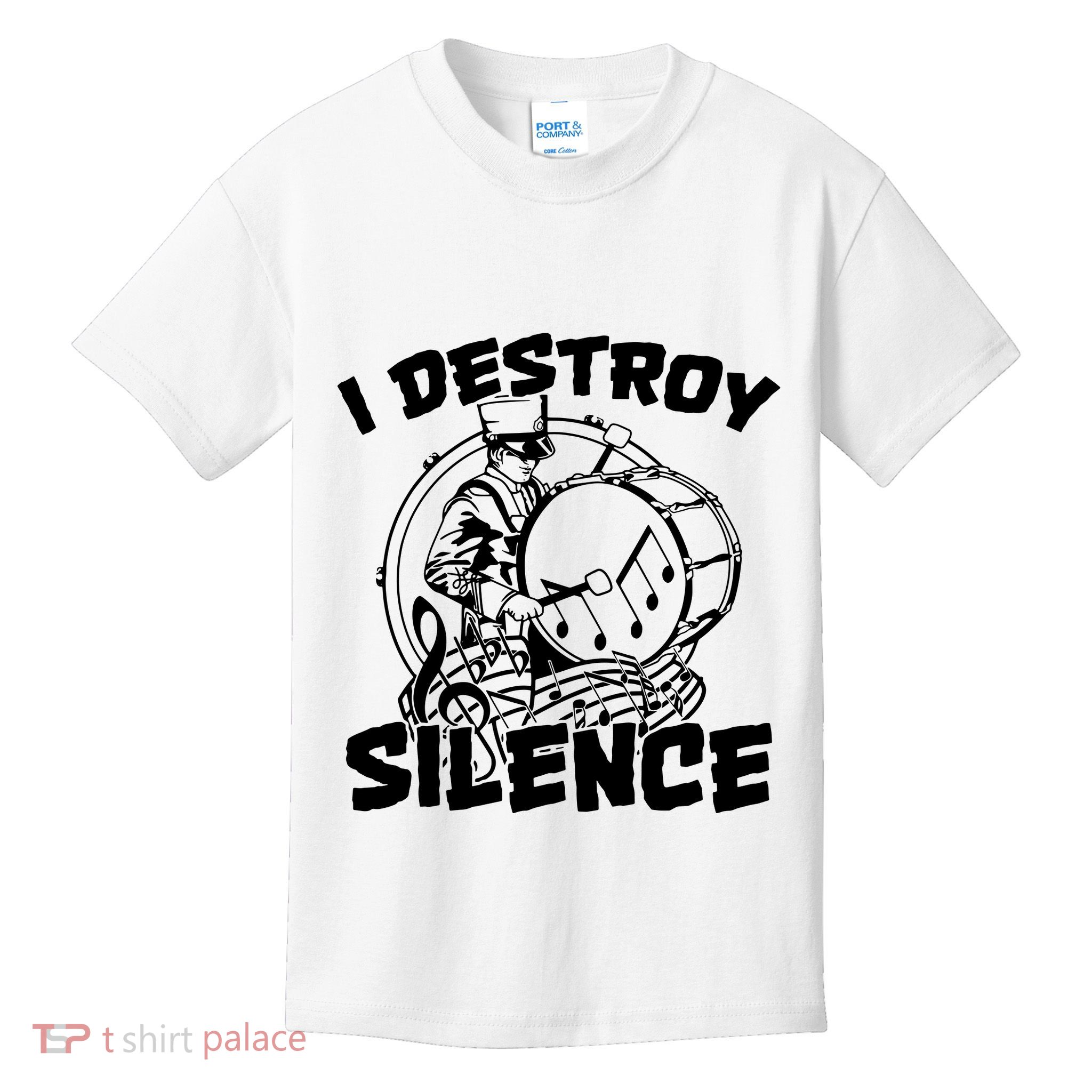 I Destroy Silence Bass Drum Marching Band Kids T-Shirt