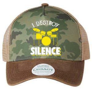 I Destroy Silence Drum Funny Drummer Legacy Tie Dye Trucker Hat