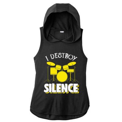 I Destroy Silence Drum Funny Drummer Ladies PosiCharge Tri-Blend Wicking Draft Hoodie Tank