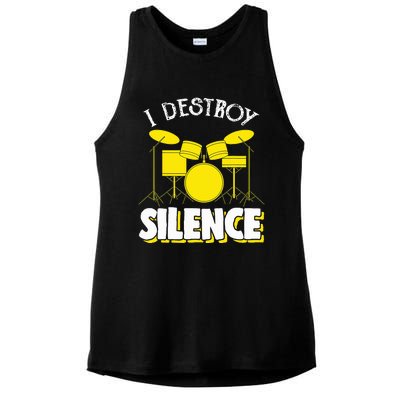 I Destroy Silence Drum Funny Drummer Ladies PosiCharge Tri-Blend Wicking Tank