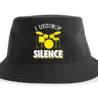 I Destroy Silence Drum Funny Drummer Sustainable Bucket Hat