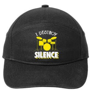 I Destroy Silence Drum Funny Drummer 7-Panel Snapback Hat