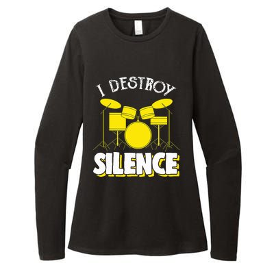 I Destroy Silence Drum Funny Drummer Womens CVC Long Sleeve Shirt