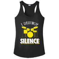 I Destroy Silence Drum Funny Drummer Ladies PosiCharge Competitor Racerback Tank