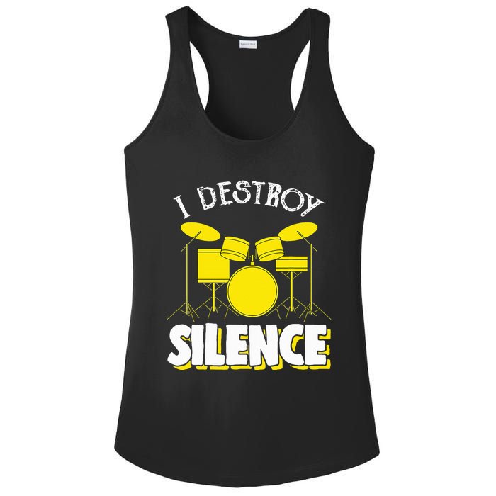 I Destroy Silence Drum Funny Drummer Ladies PosiCharge Competitor Racerback Tank