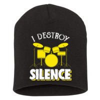 I Destroy Silence Drum Funny Drummer Short Acrylic Beanie