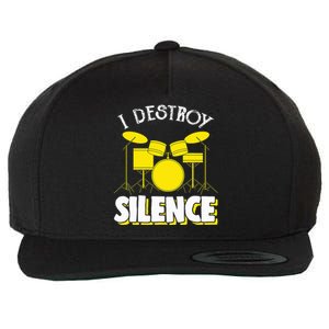 I Destroy Silence Drum Funny Drummer Wool Snapback Cap