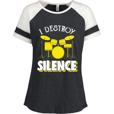 I Destroy Silence Drum Funny Drummer Enza Ladies Jersey Colorblock Tee