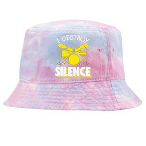 I Destroy Silence Drum Funny Drummer Tie-Dyed Bucket Hat