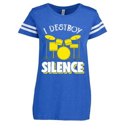 I Destroy Silence Drum Funny Drummer Enza Ladies Jersey Football T-Shirt