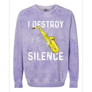 I Destroy Silence Saxophone Player Saxophonist Jazz Music Colorblast Crewneck Sweatshirt