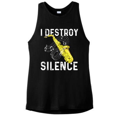 I Destroy Silence Saxophone Player Saxophonist Jazz Music Ladies PosiCharge Tri-Blend Wicking Tank