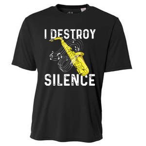 I Destroy Silence Saxophone Player Saxophonist Jazz Music Cooling Performance Crew T-Shirt