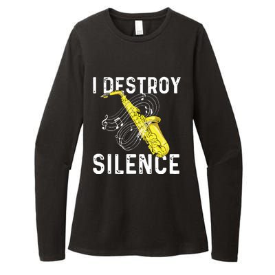 I Destroy Silence Saxophone Player Saxophonist Jazz Music Womens CVC Long Sleeve Shirt