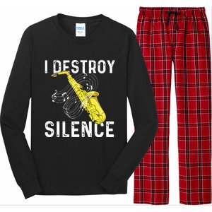 I Destroy Silence Saxophone Player Saxophonist Jazz Music Long Sleeve Pajama Set