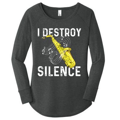 I Destroy Silence Saxophone Player Saxophonist Jazz Music Women's Perfect Tri Tunic Long Sleeve Shirt