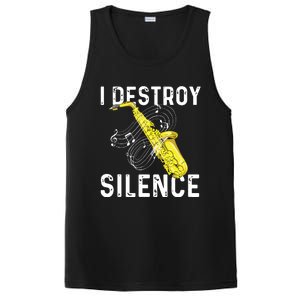 I Destroy Silence Saxophone Player Saxophonist Jazz Music PosiCharge Competitor Tank