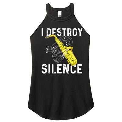 I Destroy Silence Saxophone Player Saxophonist Jazz Music Women's Perfect Tri Rocker Tank