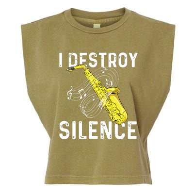 I Destroy Silence Saxophone Player Saxophonist Jazz Music Garment-Dyed Women's Muscle Tee