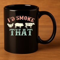 I D Smoke That Grilling Barbeque BBQ 11oz C Handle Ceramic Mug
