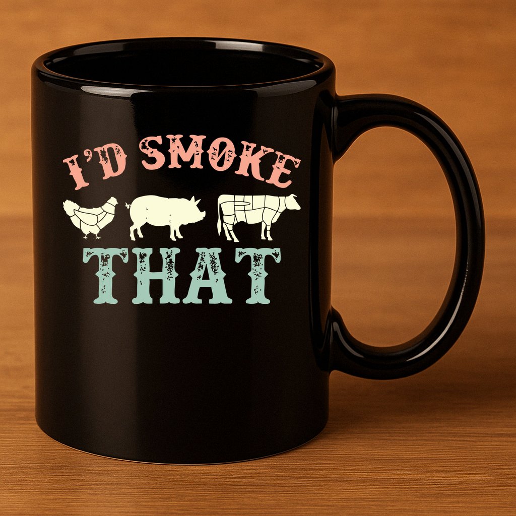 I D Smoke That Grilling Barbeque BBQ 11oz C Handle Ceramic Mug