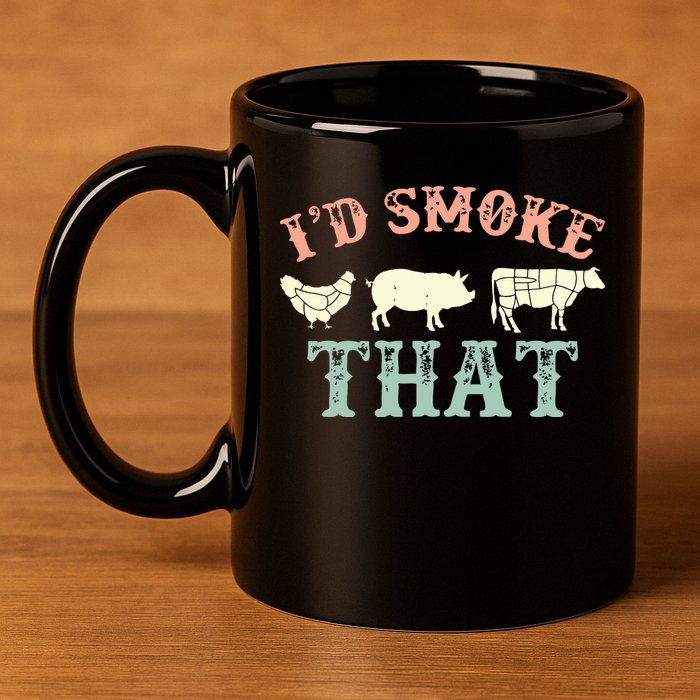 I D Smoke That Grilling Barbeque BBQ 11oz C Handle Ceramic Mug