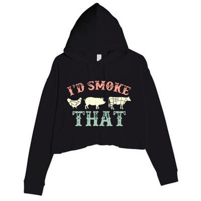 I D Smoke That Grilling Barbeque BBQ Crop Fleece Hoodie