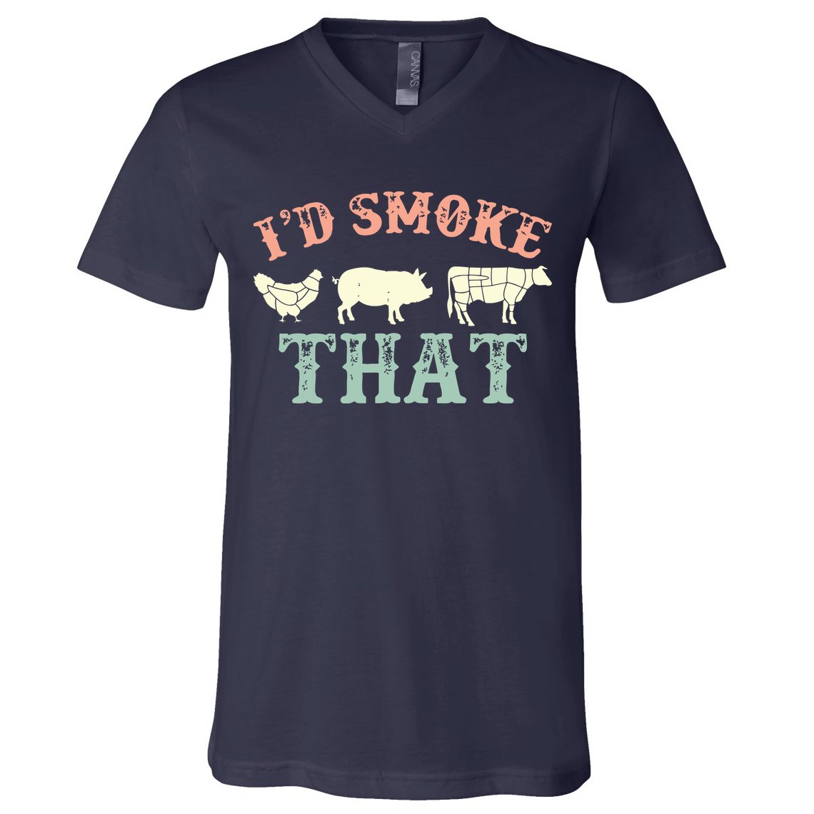 I D Smoke That Grilling Barbeque BBQ V-Neck T-Shirt