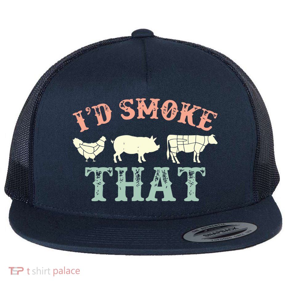 I D Smoke That Grilling Barbeque BBQ Flatbill Hat