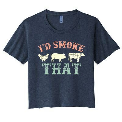 I D Smoke That Grilling Barbeque BBQ Women's Crop Top Tee