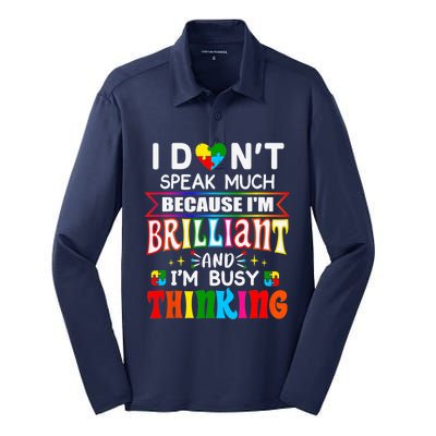 I Dont Speak Much Brilliant Autism Autistic Boy Girl Gift Silk Touch Performance Long Sleeve Polo