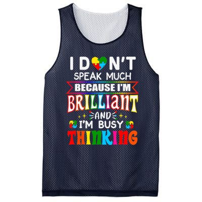 I Dont Speak Much Brilliant Autism Autistic Boy Girl Gift Mesh Reversible Basketball Jersey Tank