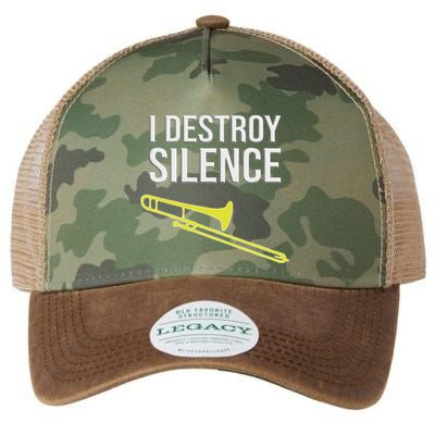 I Destroy Silence Concert Marching Band Funny Trombone Legacy Tie Dye Trucker Hat