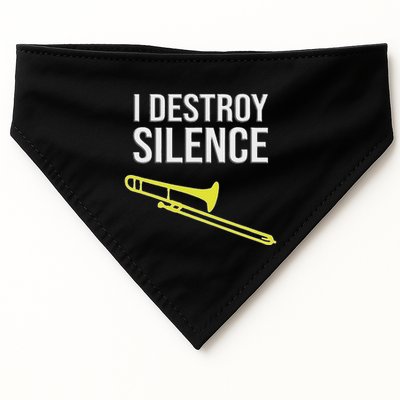 I Destroy Silence Concert Marching Band Funny Trombone USA-Made Doggie Bandana