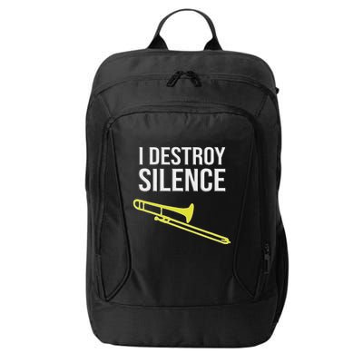 I Destroy Silence Concert Marching Band Funny Trombone City Backpack